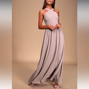 Lulu's Soft Lavender Cross-Back Maxi Dress